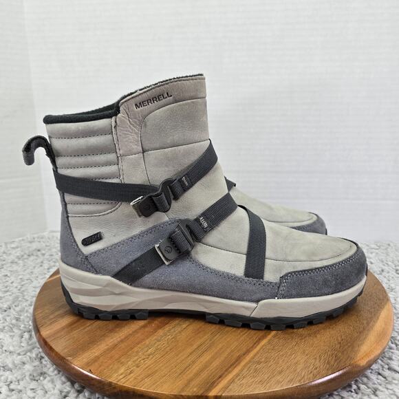 Merrell Icepack Mid Zip Polar Gray Leather 200 Gram Winter Boots Womens 8.5 - Picture 4 of 16